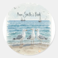 Prachtig strand Seagulls Ocean Book Bord