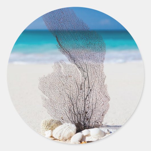 Prachtig strand Turquoise Water en Blue Sky Ronde Sticker (Voorkant)