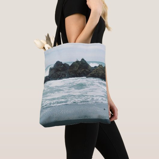 Prachtig strand uitzicht...... tote bag (Dichtbij)