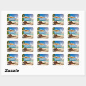 Prachtig strand vierkante sticker (Vel)
