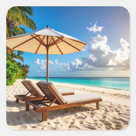 Prachtig strand vierkante sticker (Voorkant)