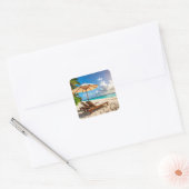 Prachtig strand vierkante sticker (Envelop)
