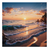 Prachtig strand zonsondergang landschap perfect poster (Voorkant)