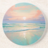 Prachtig strand zonsondergang landschap zandsteen onderzetter (Voorkant)