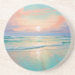 Prachtig strand zonsondergang landschap zandsteen onderzetter