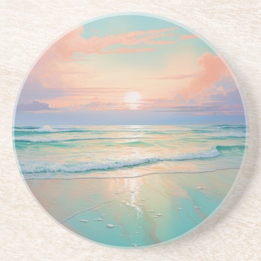 Prachtig strand zonsondergang landschap zandsteen onderzetter (Voorkant)