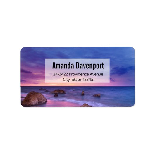 Prachtig Sunset Kustfotoadres Etiket (Voorkant)