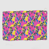 Prachtig Surreal Pink- en Checkerboard-patroon Golfhanddoek (Horizontaal)
