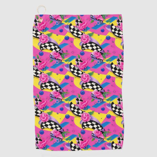 Prachtig Surreal Pink- en Checkerboard-patroon Golfhanddoek (Voorkant)