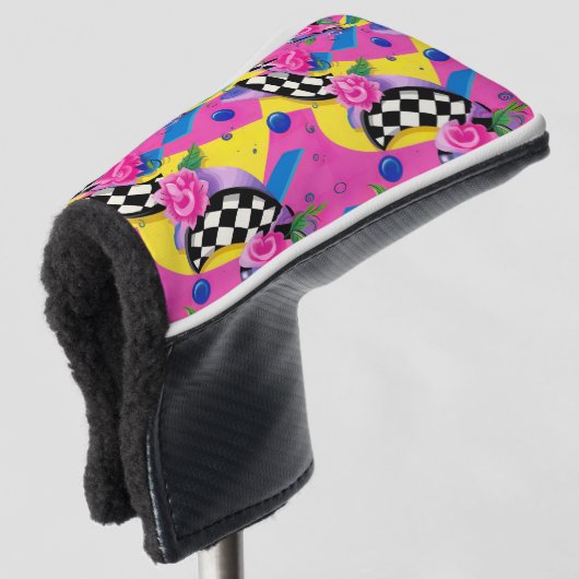 Prachtig Surreal Pink- en Checkerboard-patroon Golfheadcover (3/4 voorkant)