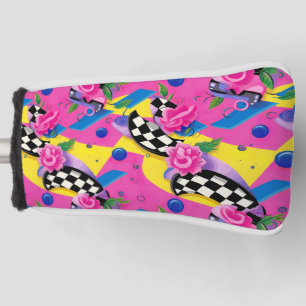Prachtig Surreal Pink- en Checkerboard-patroon Golfheadcover