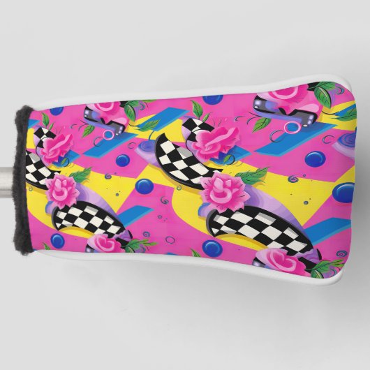 Prachtig Surreal Pink- en Checkerboard-patroon Golfheadcover (Voorkant)