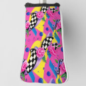 Prachtig Surreal Pink- en Checkerboard-patroon Golfheadcover (Draai 90)
