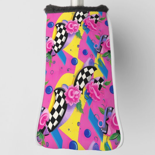 Prachtig Surreal Pink- en Checkerboard-patroon Golfheadcover (Draai 90)