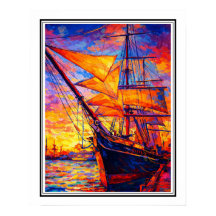 Prachtig tall ship bij zonsondergang – Kleurrijke 