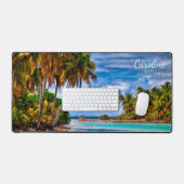 Prachtig tropisch eiland strand oceaan zeegezicht bureaumat (Keyboard & Muis)