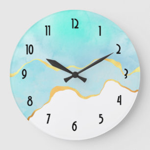 Prachtig Tropisch Groen met Gold Border Grote Klok