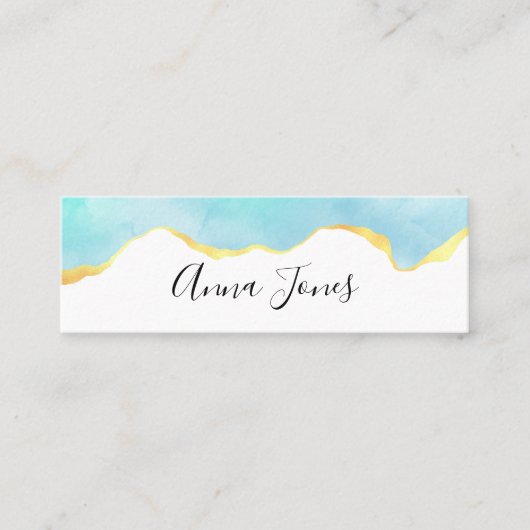 Prachtig Tropisch Groen met Gold Border Mini Visitekaartje (Voorkant)