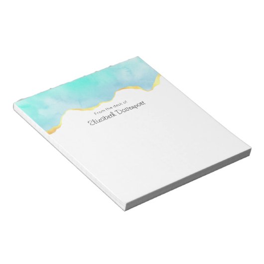 Prachtig Tropisch Groen met Gold Border Notitieblok (Schuin)