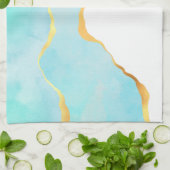 Prachtig Tropisch Groen met Gold Border Theedoek (Gevouwen)