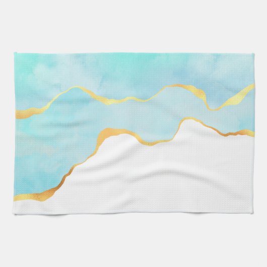 Prachtig Tropisch Groen met Gold Border Theedoek (Horizontaal)