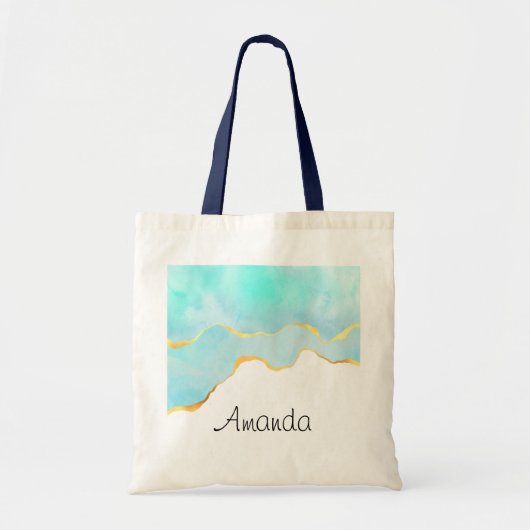 Prachtig Tropisch Groen met Gold Border Tote Bag (Voorkant)