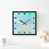 Prachtig Tropisch Groen met Gold Border Vierkante Klok (Huis)
