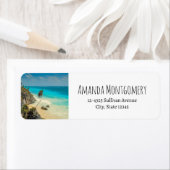 Prachtig tropisch paradijs zandstrand etiket (Insitu)