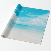Prachtig tropisch strand met blauwe lucht en witte cadeaupapier (Uitgerold)