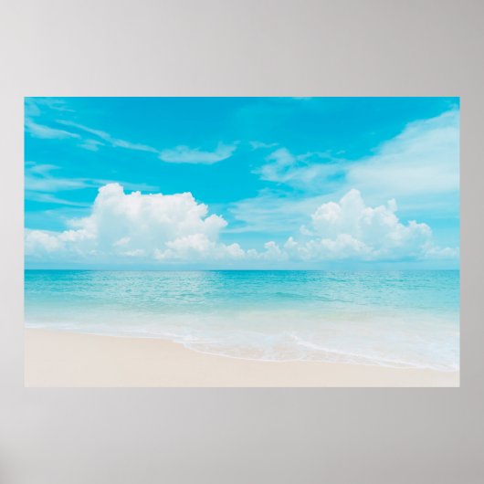 Prachtig tropisch strand met blauwe lucht en witte poster (Voorkant)