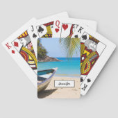 Prachtig tropisch strand met een oude roeiboot pokerkaarten (Achterkant)