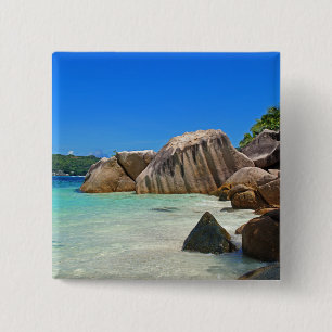 Prachtig Tropisch Zee met een Rocky Beach Vierkante Button 5,1 Cm