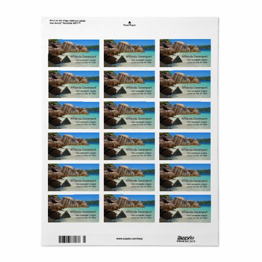 Prachtig tropisch Zee met rotskoverkusten Etiket (Full Sheet)