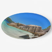 Prachtig tropisch Zee met rotskoverkusten Papieren Bordje (Gekanteld)