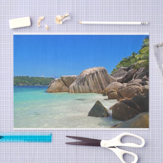 Prachtig tropisch Zee met rotskoverkusten Tissuepapier (Craft)