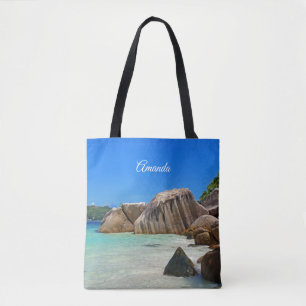 Prachtig tropisch Zee met rotskoverkusten Tote Bag