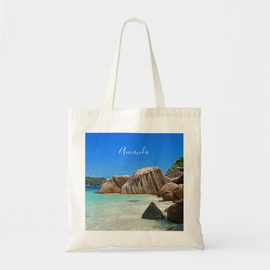 Prachtig tropisch Zee met rotskoverkusten Tote Bag (Voorkant)