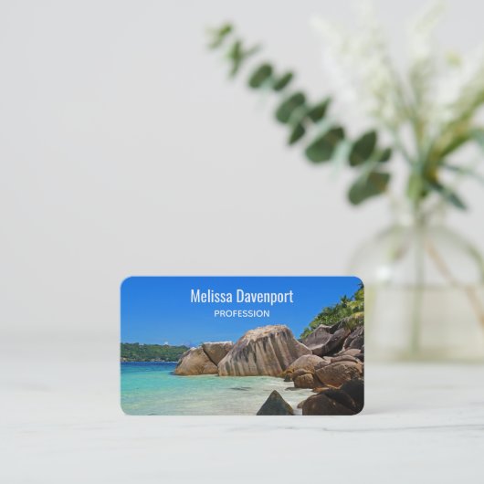 Prachtig tropisch Zee met rotskoverkusten Visitekaartje (Staand voorkant)