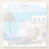 Prachtig Tunesië Panorama Uitzicht Glazen Onderzetter (Achterkant)