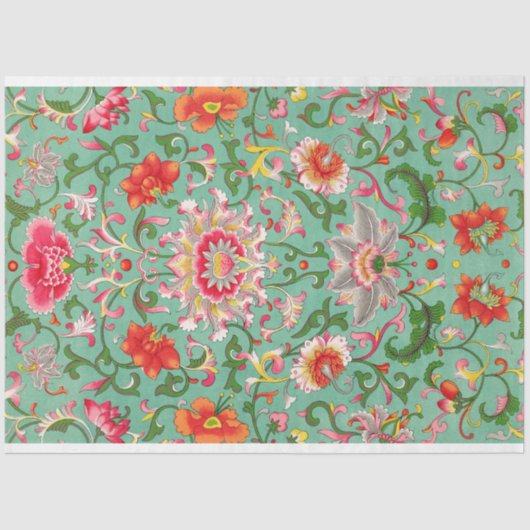 Prachtig turquoise bloemendecoupage papier (Voorkant)