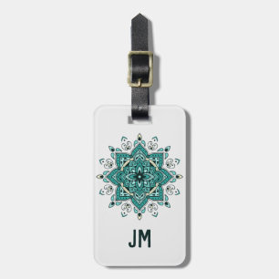 Prachtig turquoise mandala design bagagelabel