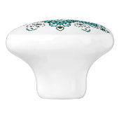 Prachtig turquoise mandala design keramische knop (Zijkant)