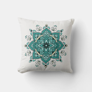 Prachtig turquoise mandala design kussen