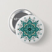 Prachtig turquoise mandala design ronde button 5,7 cm (Voorkant /achterkant)