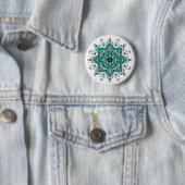 Prachtig turquoise mandala design ronde button 5,7 cm (In situ)