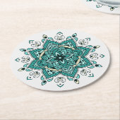 Prachtig turquoise mandala design ronde kartonnen onderzetter (Gebogen)