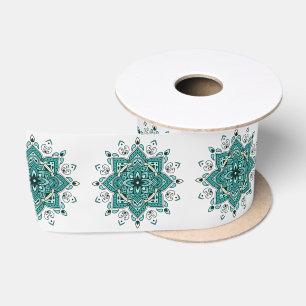 Prachtig turquoise mandala design satijnen lint