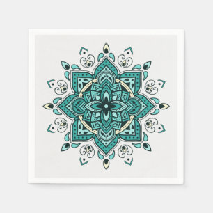 Prachtig turquoise mandala design servet