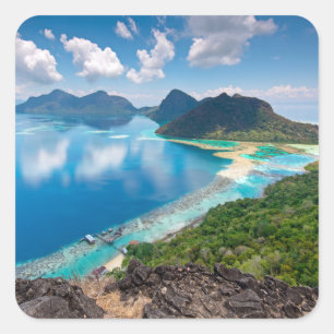 Prachtig Uitzicht   Bovenkant van het eiland Bohey Vierkante Sticker