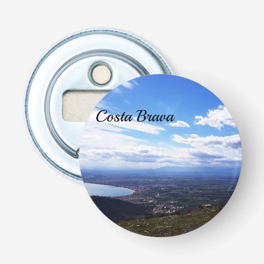 Prachtig uitzicht van Costa Brava, Spanje Button Flesopener (Voorkant)